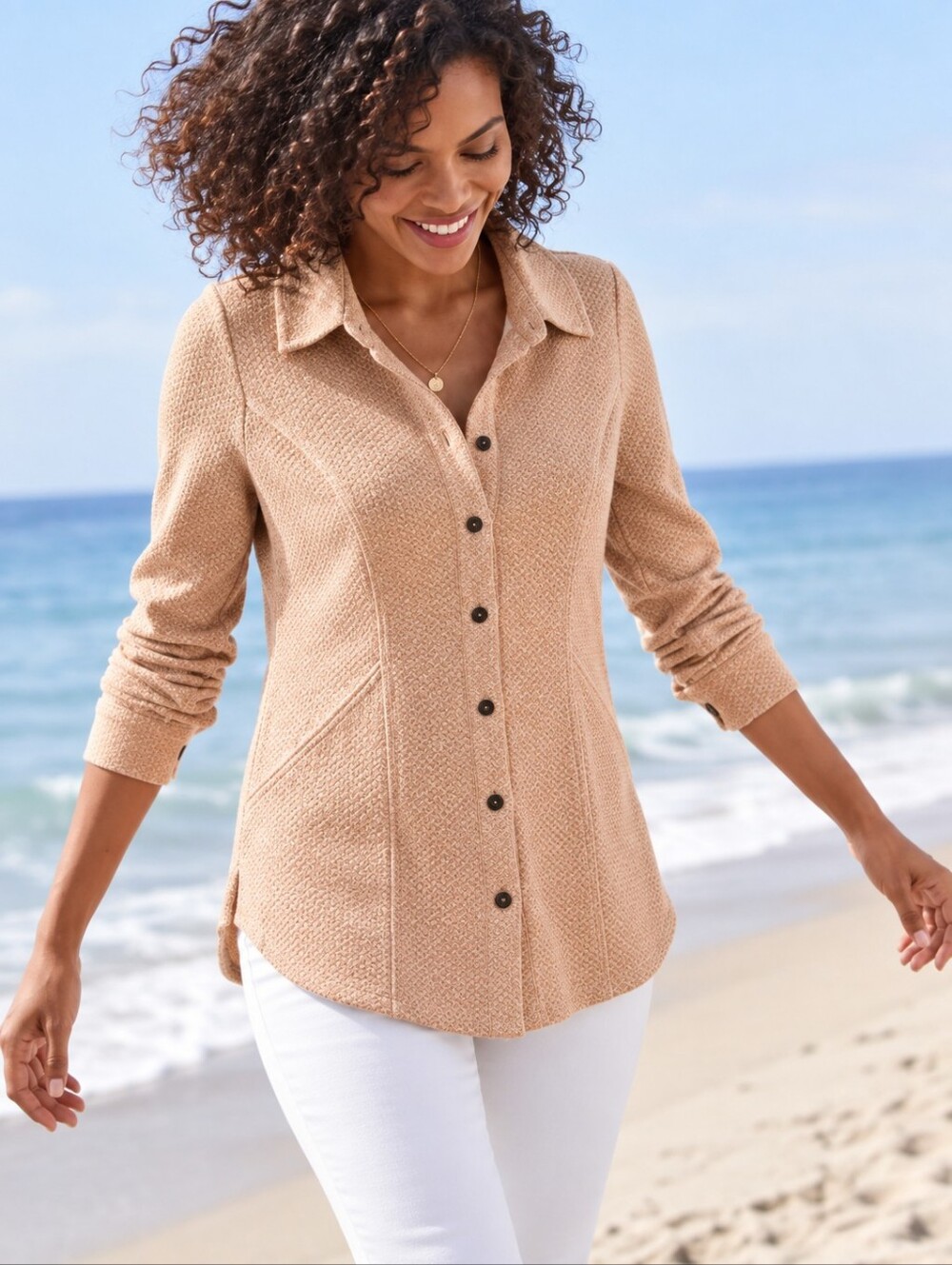 ❤️ SOFT SURROUNDINGS GALE BUTTON DOWN KNIT TUNIC SHIRT / TOP, XS